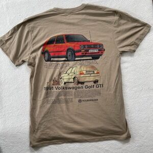 NEW Volkswagen Official License VW Golf GTI 91 Men's Size Medium Tan Graphic Tee